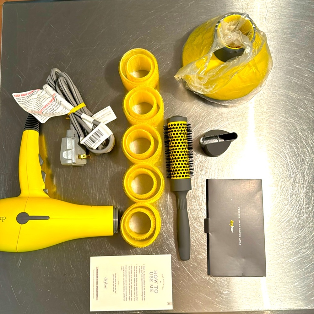 Dry Bar Buttercup blow dryer and tools